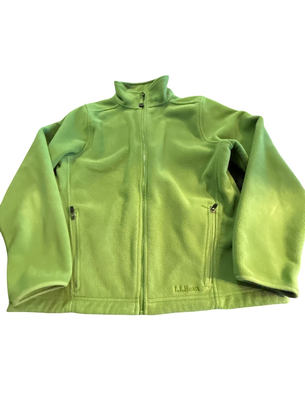 L.L. Bean Full-Zip Granola Girl Fleece Jacket Lime Green Size M Outdoor Hiking